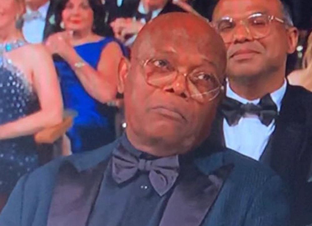 山缪杰克森入围东尼奖却落空，露出这种表情。图／摘自twitter