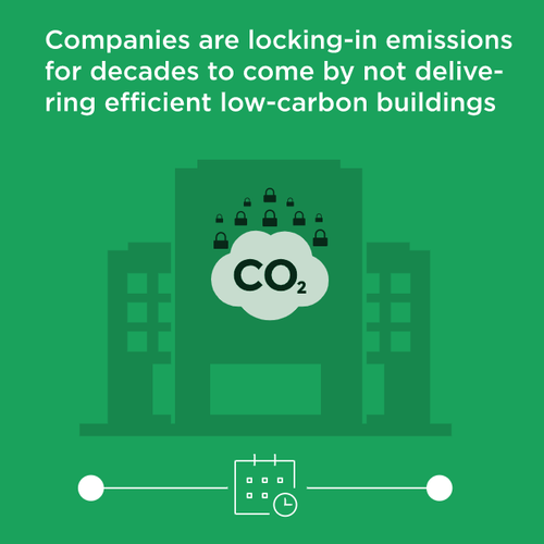 建築業正在將碳鎖定(lock-in)在高碳建築裡。 圖片來源：<a href=