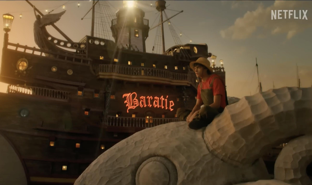 「航海王」真人版影集裡的忠實還原動漫場景。圖／摘自Netflix