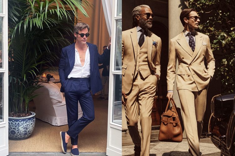 Ralph Lauren在米蘭發表Purple Label 2024春夏系列男裝，美國男星克里斯潘恩（左）也特別現身捧場。圖／摘自twitter、Ralph Lauren提供