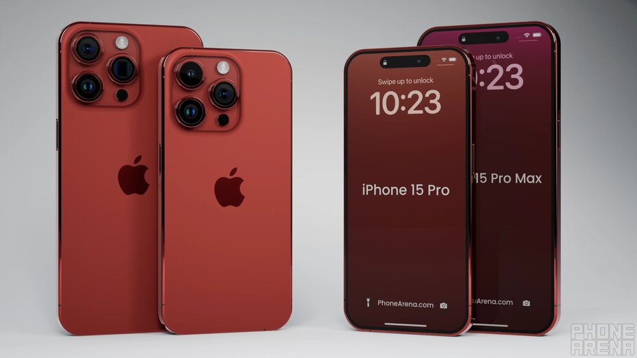 先前外媒傳出旗艦版iPhone 15 Pro、iPhone 15 Pro Max會有新色「酒紅色」。（翻攝自《Phonearena》）