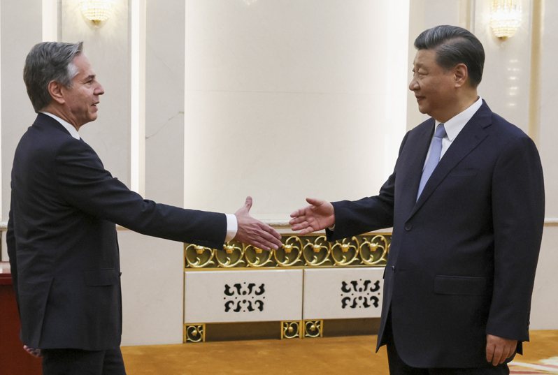中國國家主席習近平19日在北京會見美國國務卿布林肯。(美聯社)