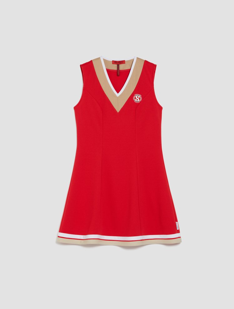 &Co.LLABORATION聯名系列V領無袖網球洋裝，9,000元。圖／MAX&Co.提供