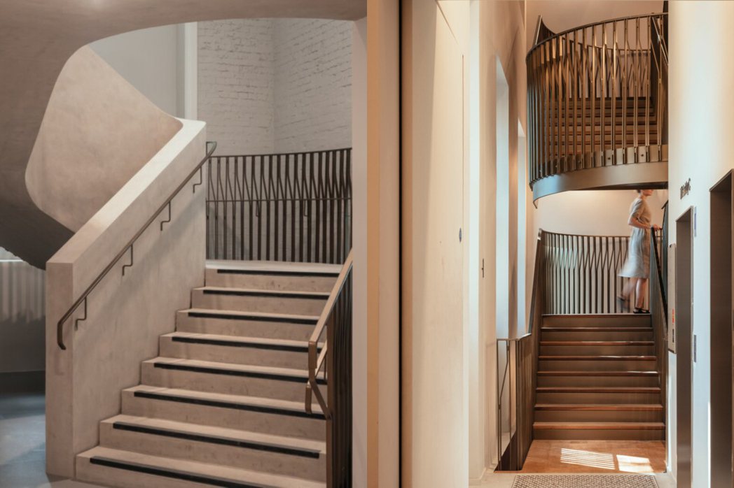 英國國家肖像館從地下室到頂樓的樓梯。photo by Olivier Hess ...