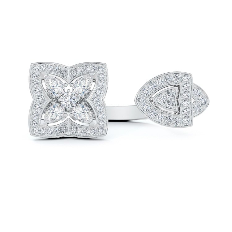 Enchanted Lotus開放式鑽石戒指，59萬5,000元。圖／De Beers Jewellers提供