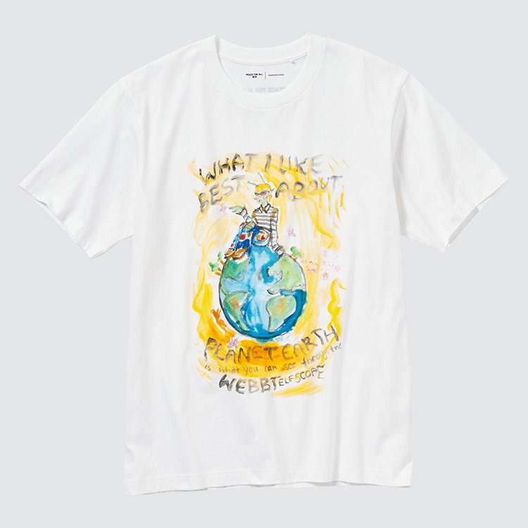 MARNI創意總監Francesco Risso設計PEACE FOR ALL祈願和平慈善T恤，590元。圖／UNIQLO提供