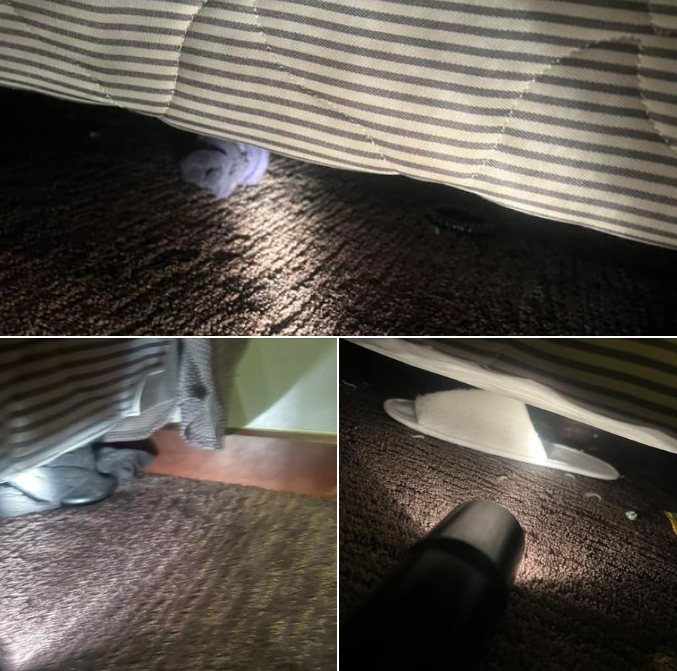 有一名網友表示，在一家商旅床底下發現有不少前房客遺留的物品。 圖擷自臉書