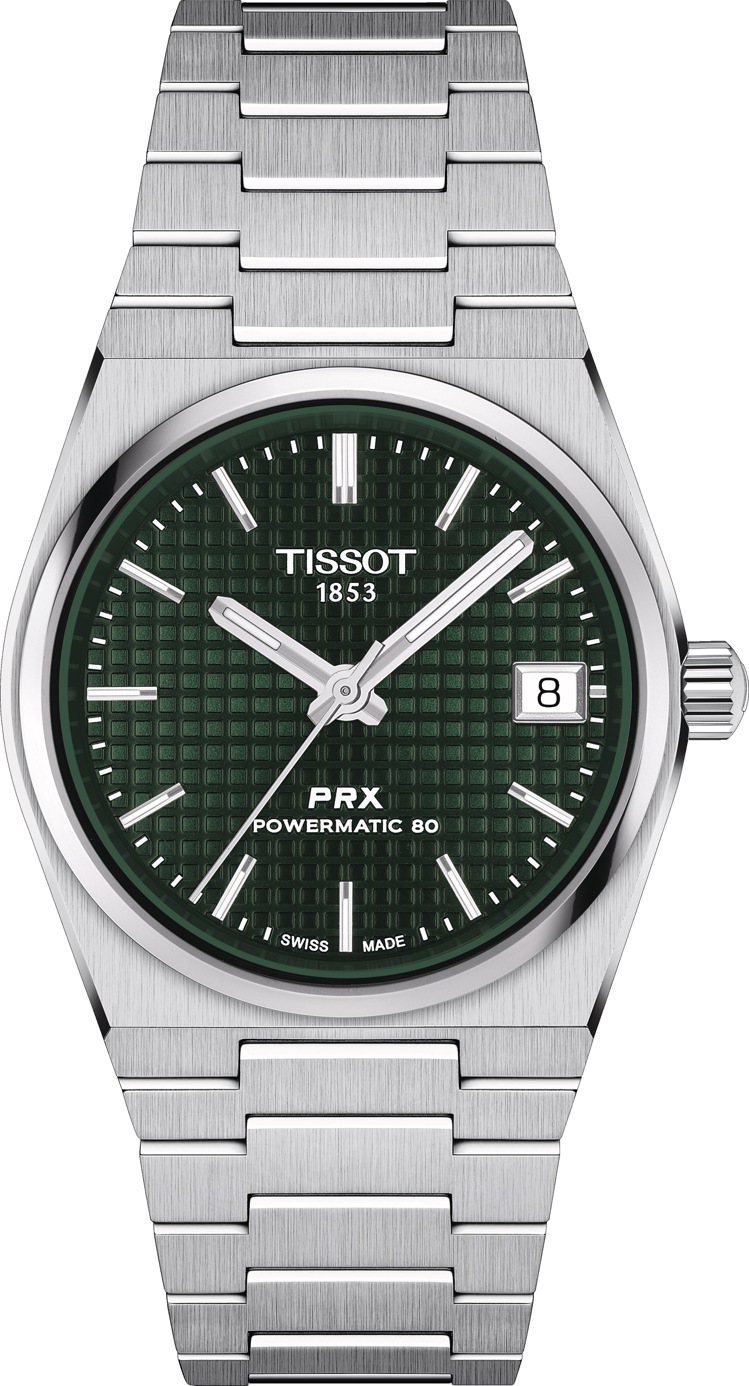 TISSOT PRX系列35毫米表徑自動上鍊腕表，精鋼表殼與表鍊，約22,000元。圖／TISSOT提供