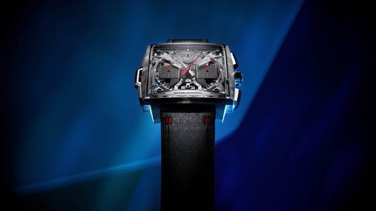 為了Only Watch拍賣會，泰格豪雅打造了品牌的首款Monaco雙追針計時碼表。圖／TAG Heuer提供