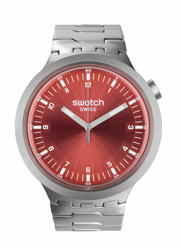 Swatch BIG BOLD IRONY系列腕表，精鋼表殼與表鍊，價格未定。圖／Swatch提供