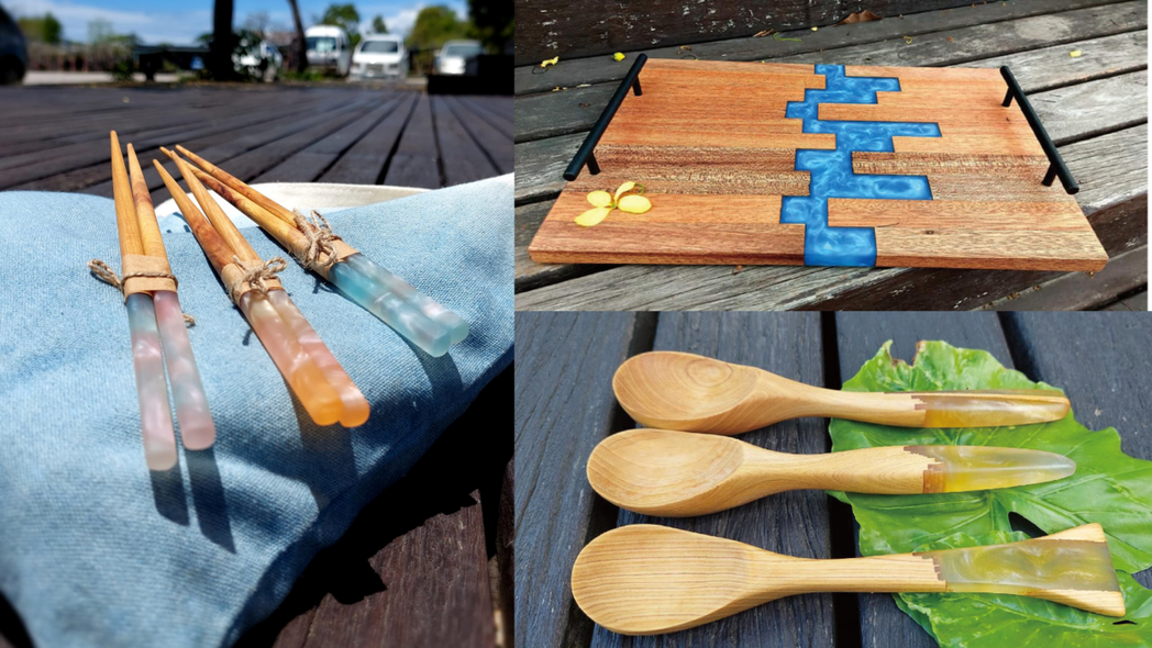融合木雕藝術的環保餐具。圖／原住民族委員會提供