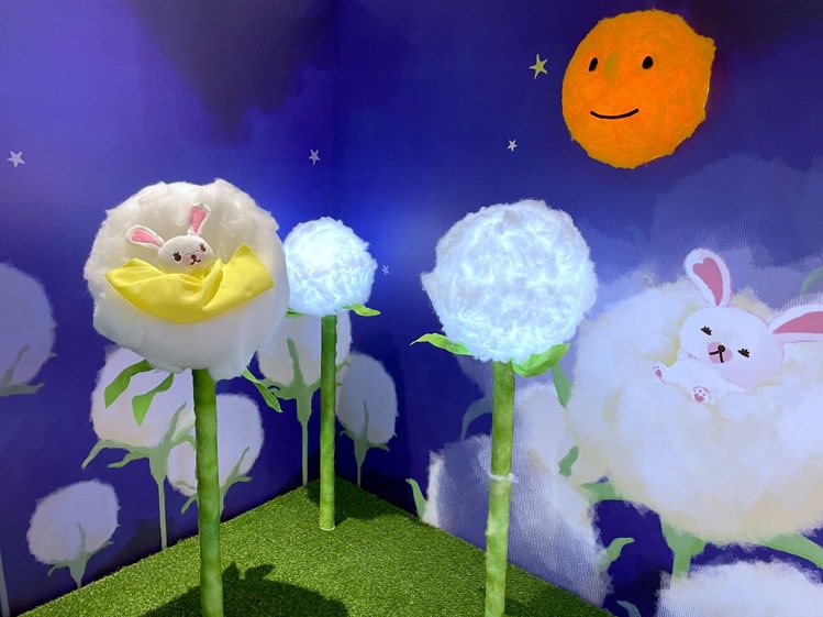 「夜晚的棉花田」也是重現Mofy動畫中的經典場景。圖／花蓮新天堂樂園Mofy棉花小兔奇幻森林體驗館提供