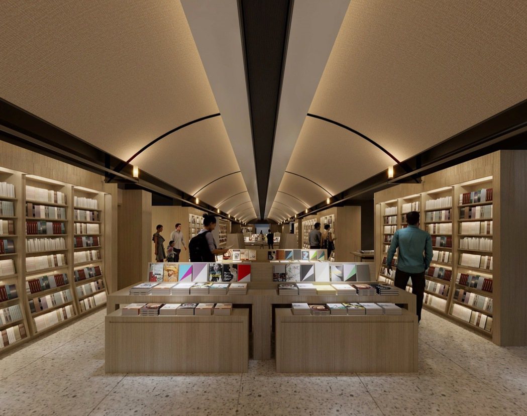 誠品生活新店4F書店，50米閱讀大道書香中穿梭。(3D示意圖) 圖／誠品提供
