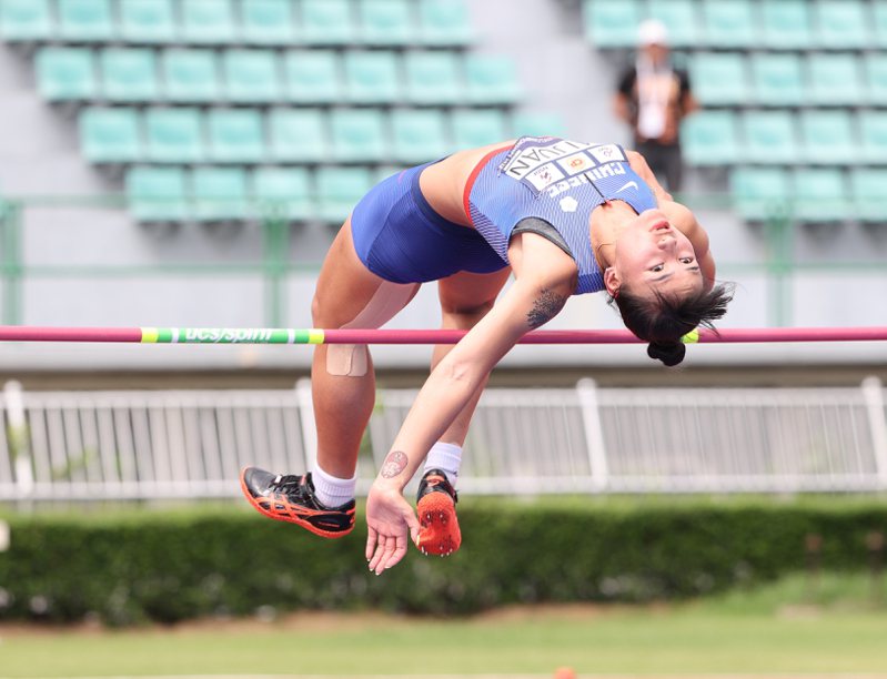 陳彩娟在第二項跳高跳過1公尺74，她表示滿意。圖／中華田徑協會提供