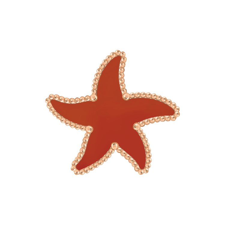 Lucky Summer系列Starfish胸針，玫瑰金鑲嵌紅碧玉，約16萬7,000元。圖／梵克雅寶提供