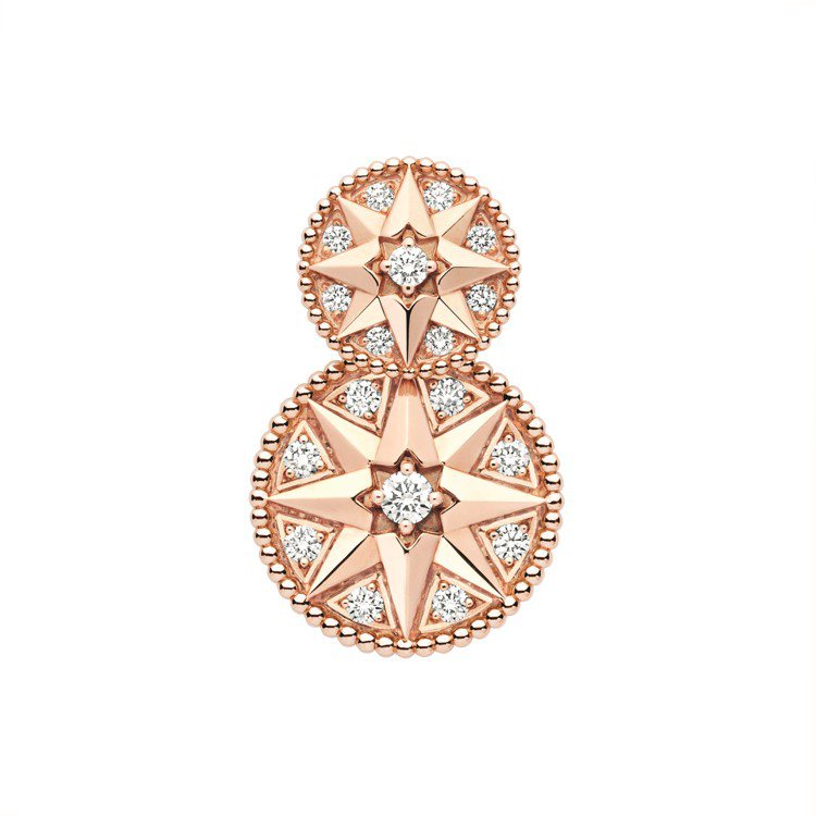 Rose des Vents玫瑰金鑽石耳環，46萬元。圖／Dior提供