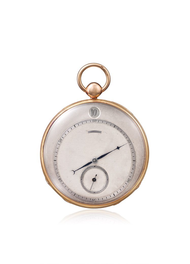 具跳時顯示、分鐘、秒鐘顯示功能，面盤並具備機刻銀質面盤的玫瑰金懷表（1824年）。圖／江詩丹頓提供