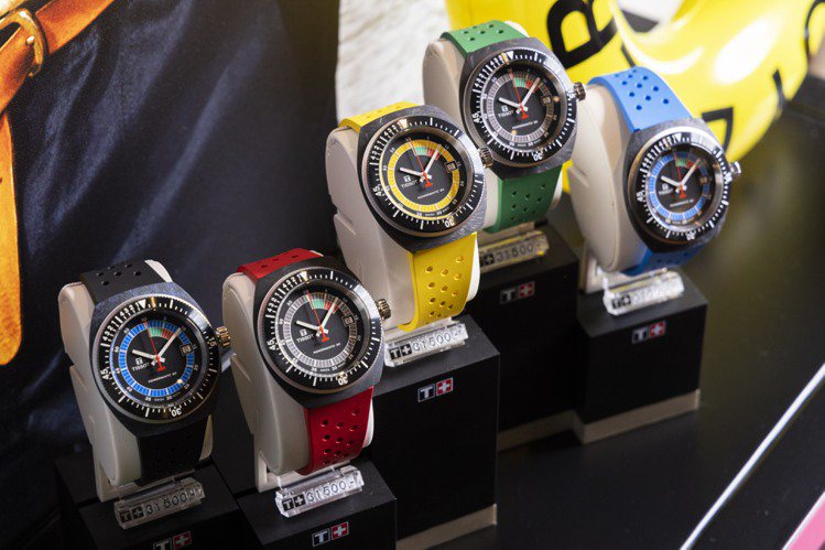 全新的Sideral系列腕表，因應近年大眾對於多色彩腕表的需求，一次共推出黃色、紅色和藍色三種醒目的色彩。圖／TISSOT提供
