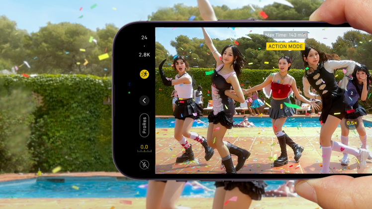 透過iPhone 14 Pro的「動作」模式，即使導演只使用手持拍攝，也能流暢捕捉NewJeans強勁活力的舞蹈。圖／蘋果提供