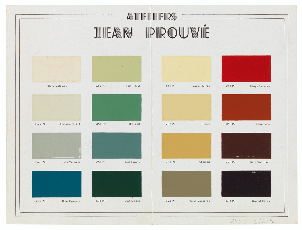 Prouve於Ateliers Jean Prouvé時期所開發出的色票，是詮釋...
