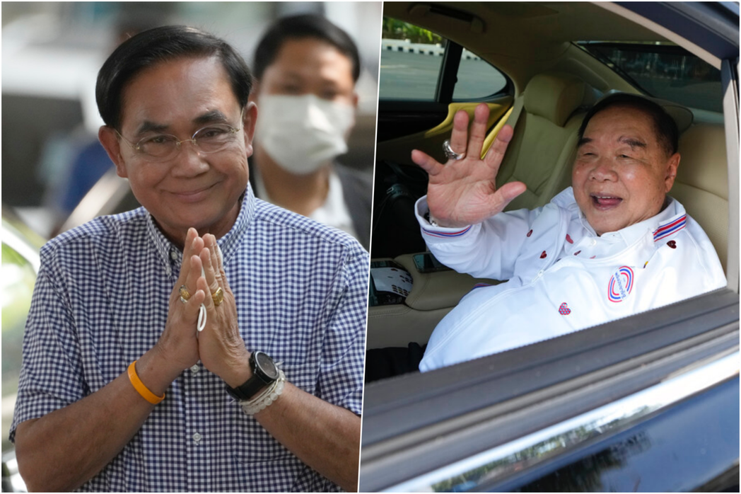 巴育（左）已宣稱要退出政壇，普拉威（右）可將泰國統一黨併入執政的人民國家力量黨，...