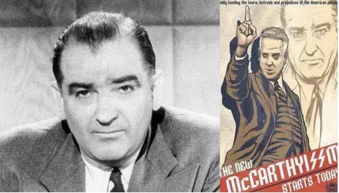 以「麥卡錫主義(McCarthyism)」為代表的反共、排外活動，涉及到美國政治、教育和文化等各方面，有「美国文革」之稱，大量的人受牽連(圖片來源)
