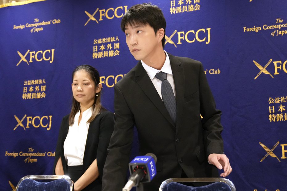 江宏傑27日在日本召開記者會，日本律師大渕愛子來頭不小。 圖／美聯社提供