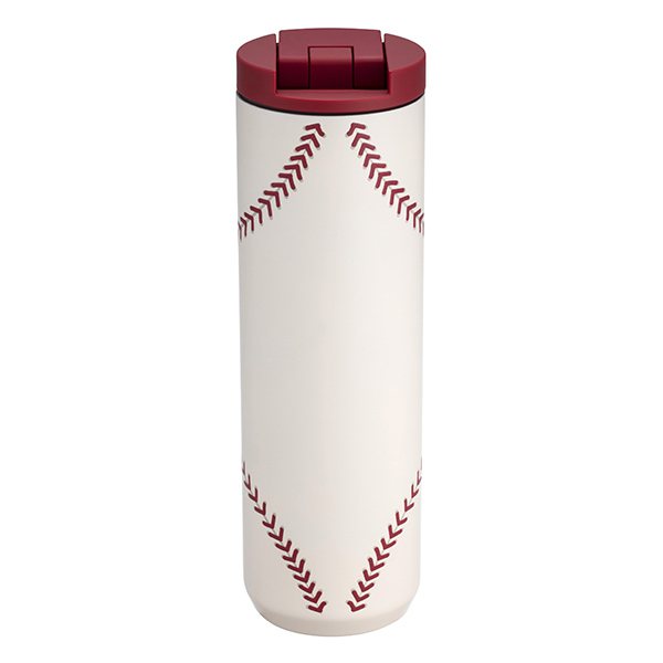 星巴克松竹洲際門市推出棒球縫線白不鏽鋼杯，售價1,000元。圖/星巴克提供