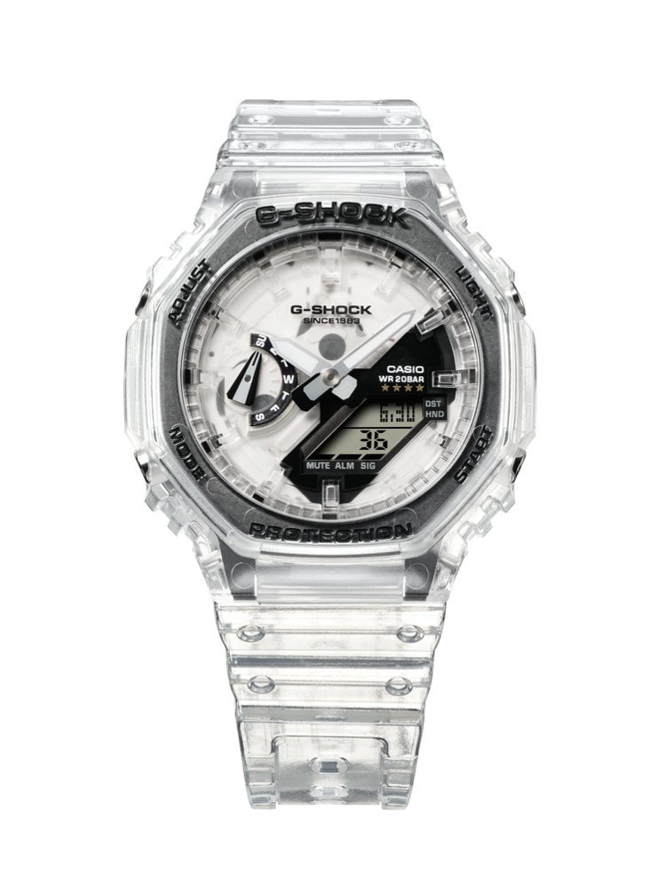 G-SHOCK 40周年紀念CLEAR REMIX系列GA-2140RX-7A腕表，4,900元。圖／CASIO提供