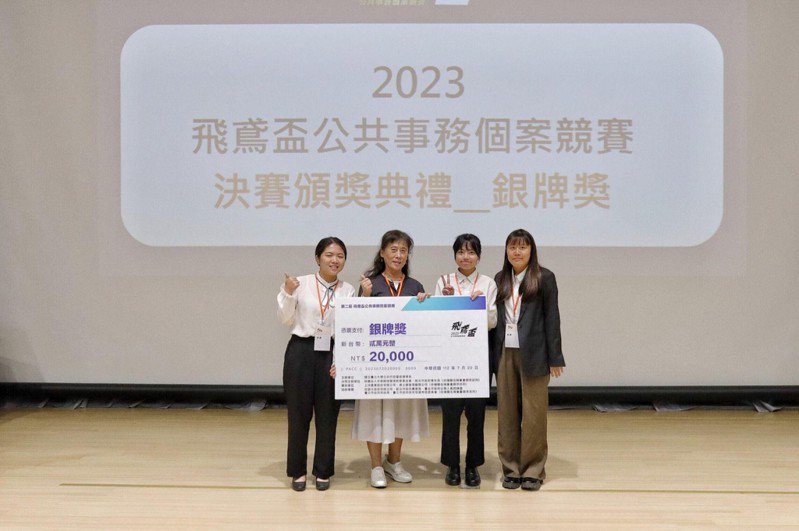 銀牌獎為台南大學4位行政管理學系學生的「王命鴛鴦」獲得。圖／國立台北大學公共行政暨政策學系提供