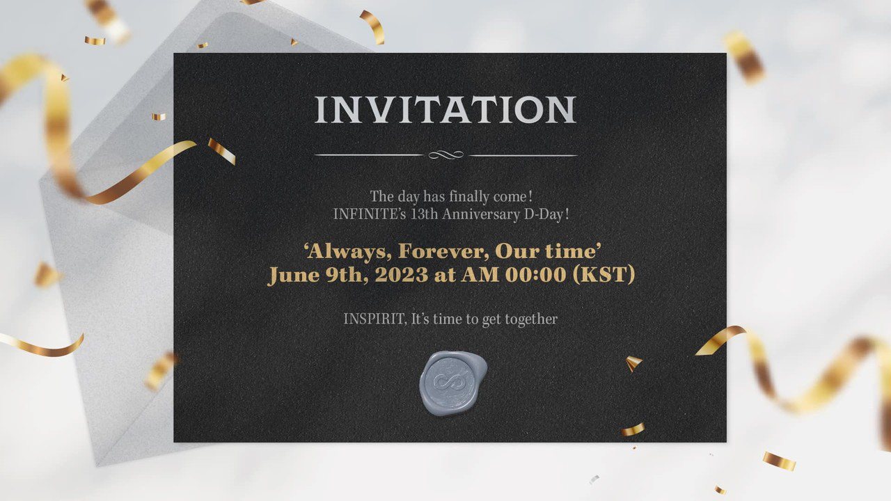 南韓二代團INFINITE出道13週年紀念活動，給INSPIRIT的邀請函相當用心。圖/翻攝自Twitter@INFINITE(인피니트)