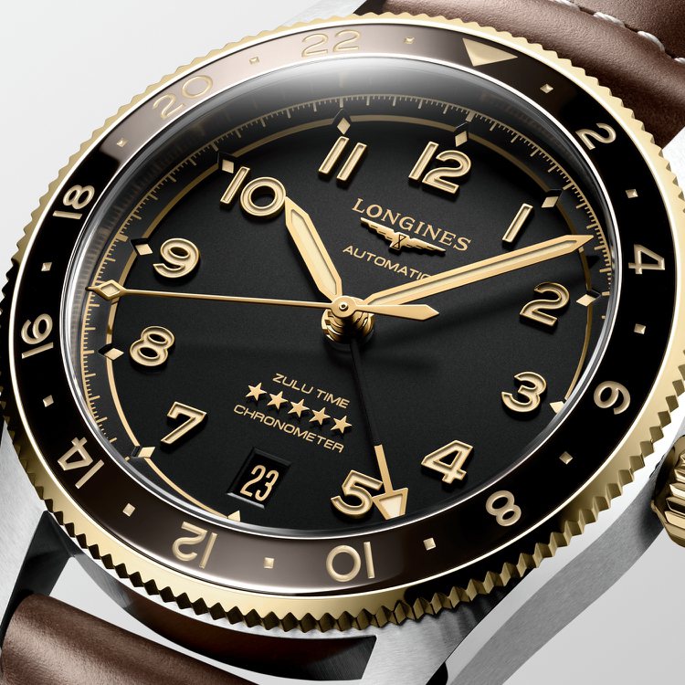 具有瑞士天文台認證的Spirit Zulu Time世界時區腕表，面盤上五顆星與Chronometer的字樣，象徵品牌恆常追求最高品質與精準的決心。圖／Longines提供