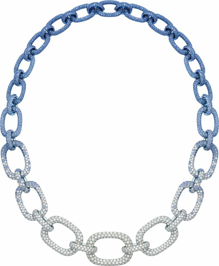 頂級珠寶系列Extraordinary Light鈦金屬藍寶石鑽石項鍊，1,090萬元。圖／PIAGET提供