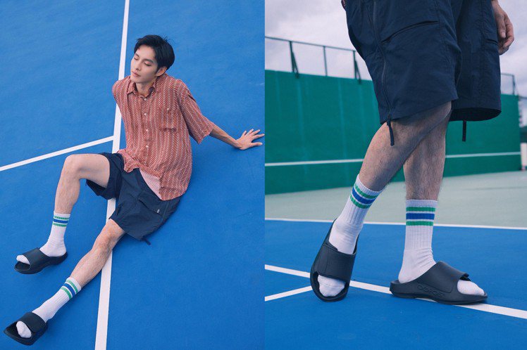 曹佑寧以清爽的夏日衣著，搭配OOFOS OOahh Sport Flex拖鞋，2,250元。圖／OOFOS提供