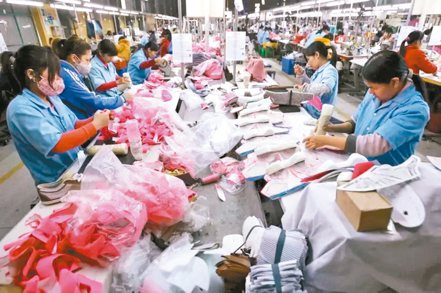 製鞋業迎補庫存效益，春燕報到。圖為越南河內製鞋工廠。（路透）