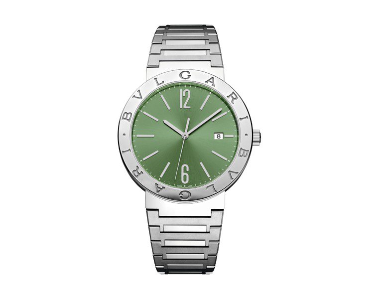 BVLGARI BVLGARI MAN精鋼綠色漆面腕表七夕限定款，約15萬8,500元。圖／寶格麗提供