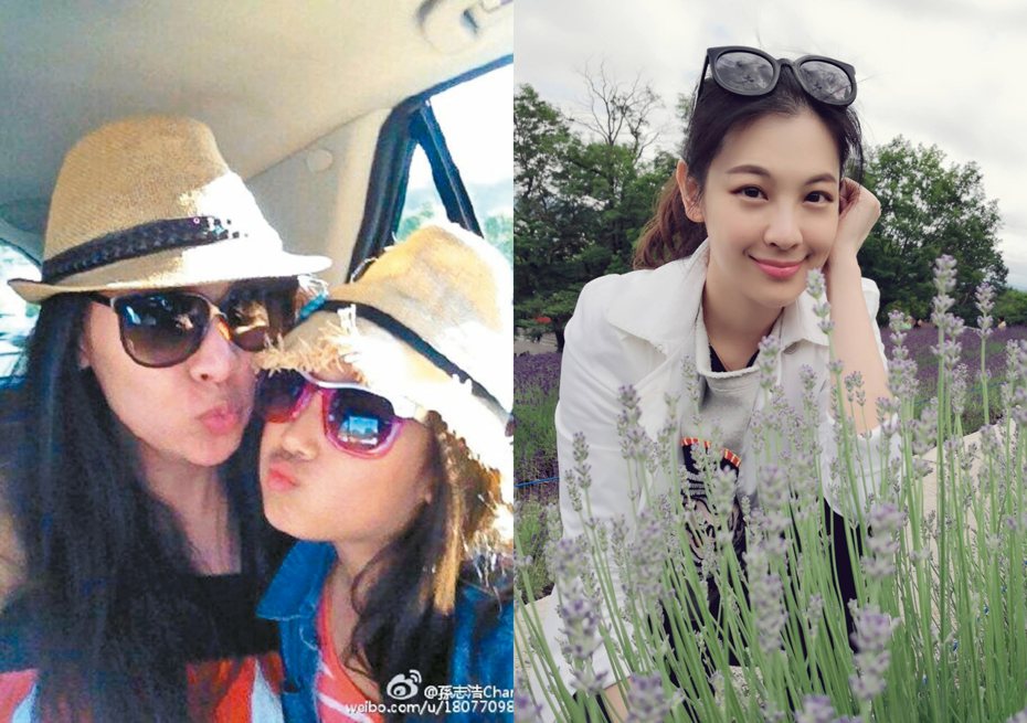 孫志浩曾po出林若亞和梧桐妹出遊照，2人還戴同款親子帽（圖左）。圖/截自微博、臉書