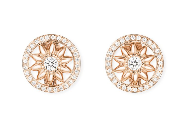 Winston Gates系列18K玫瑰金環型花飾耳環，0.11克拉的鑽石主石，...