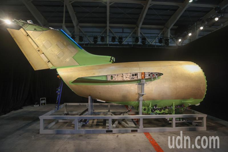 圖為漢翔公司承製的龐巴迪Challenger系列商務客機機尾段。聯合報系資料照片／記者黃仲裕攝影