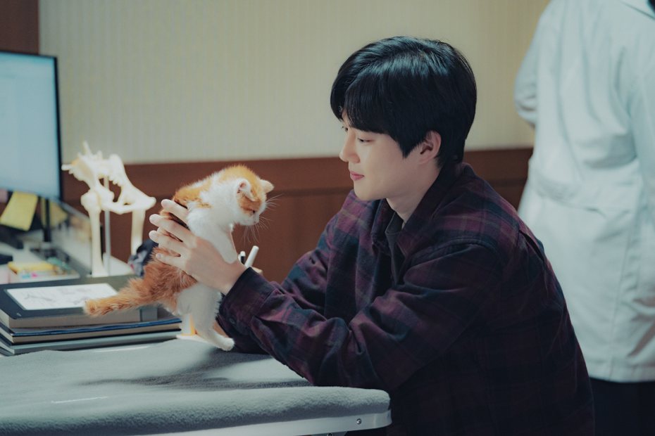 韓劇「摸心第六感」中，SUHO和小動物的互動相當可愛。圖 ／Netflix提供