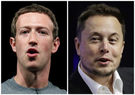 馬斯克（圖右）與臉書創辦人祖克柏（圖左）的「鐵籠對戰」廣受全球關注。美聯社