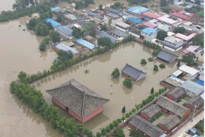 河北保定千年古寺—開善寺，在這次華北洪災中也慘遭大水淹沒。圖／取自中國新聞周刊