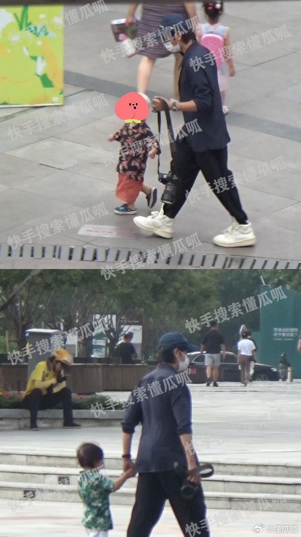 陳坤被拍到帶著兩個3歲孩子。 圖／擷自微博
