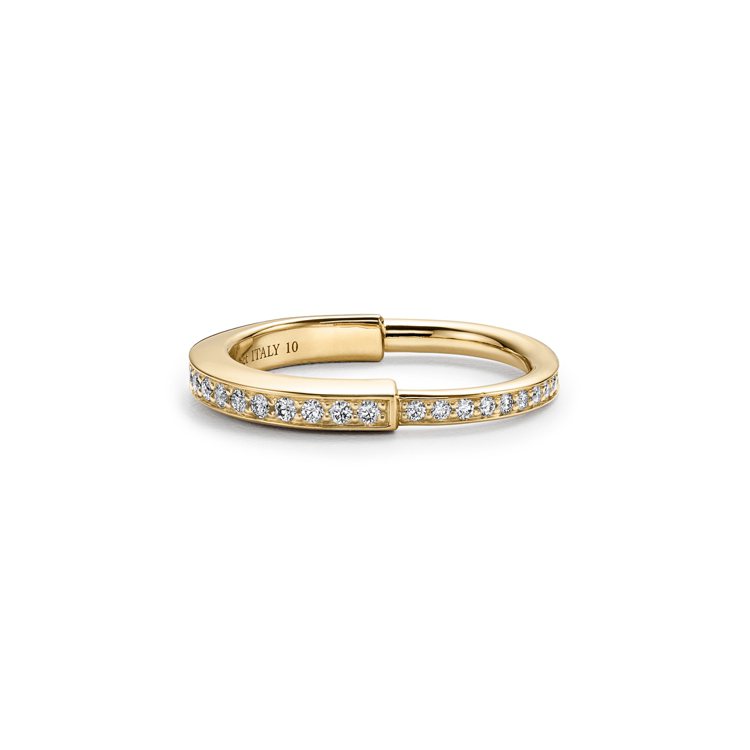 Tiffany Lock 18K金舖鑲鑽石戒指，17萬6,000元。圖／Tiffany提供