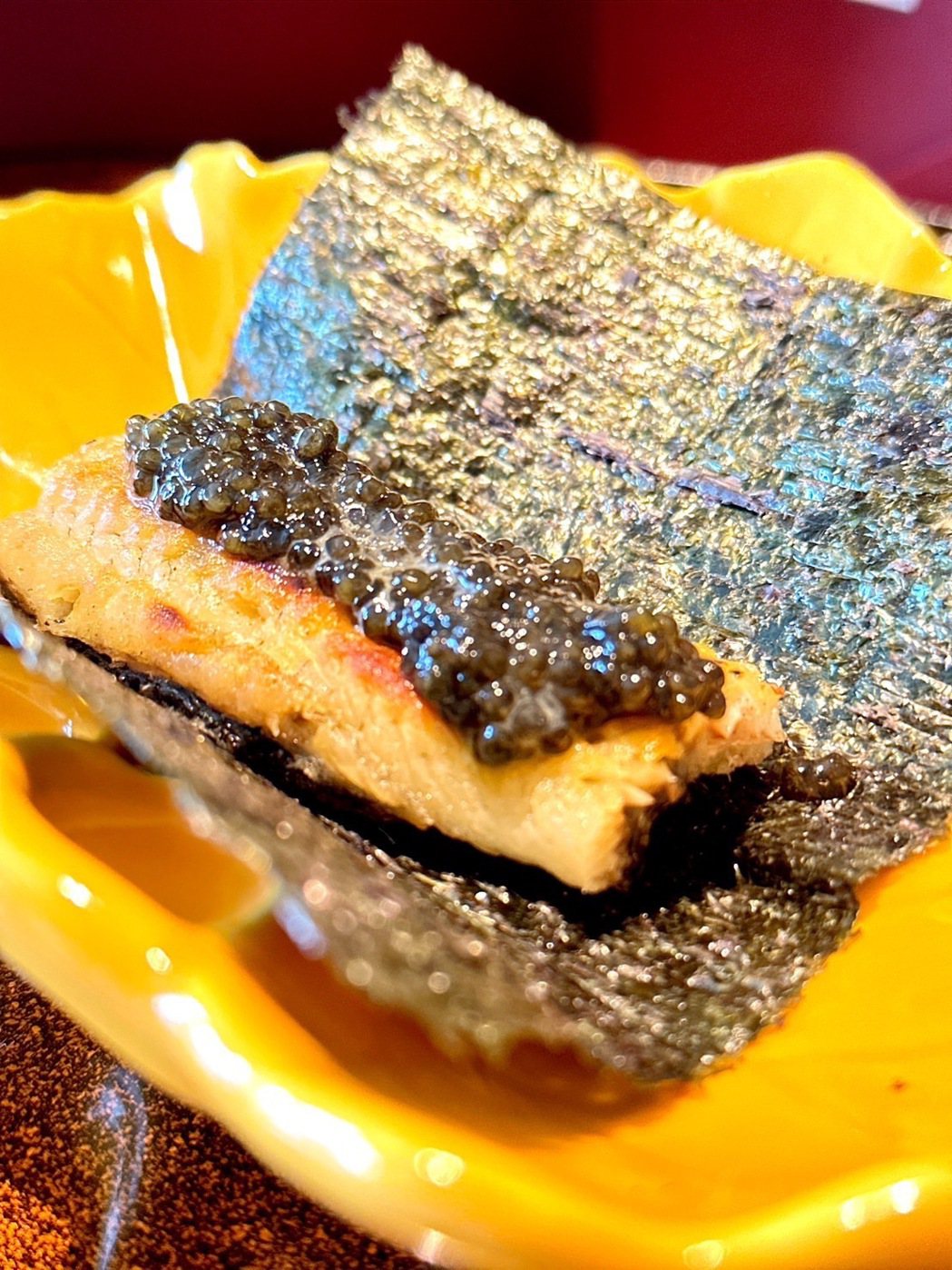 陳木元的精選菜色／Ukai-割烹魚子醬星鰻脆卷。圖／陳木元 提供