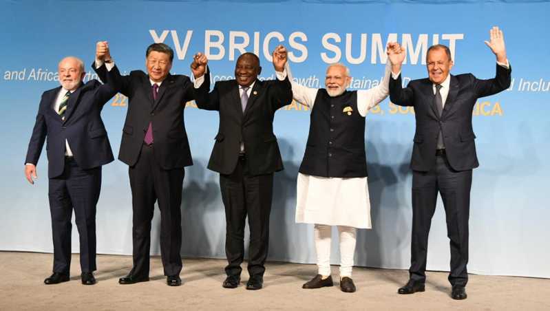第15屆金磚峰會24日閉幕，巴西、俄羅斯、印度、中國與南非等金磚5國領導人共同發布「約翰內斯堡宣言」。（取自金磚峰會官網）