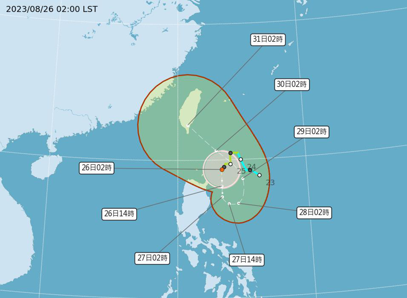 蘇拉颱風襲台機會大增。圖／取自中央氣象局網站