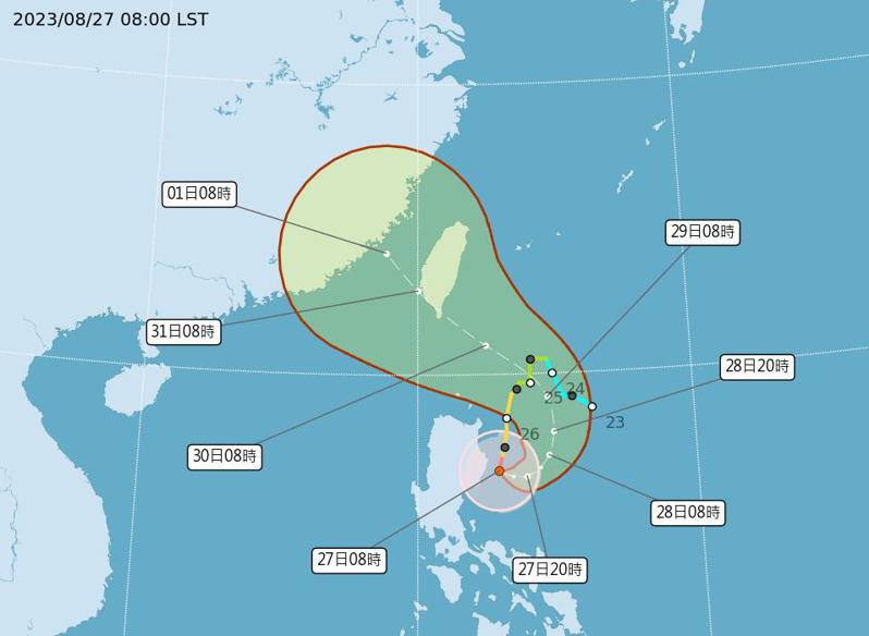 蘇拉颱風預計周三起影響台灣。圖／取自氣象局網站