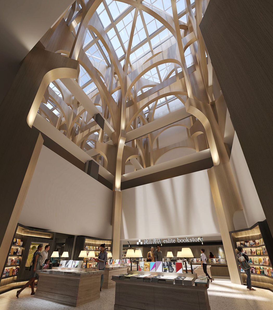 位於4F的書店擁有30米挑高天井。圖／誠品提供