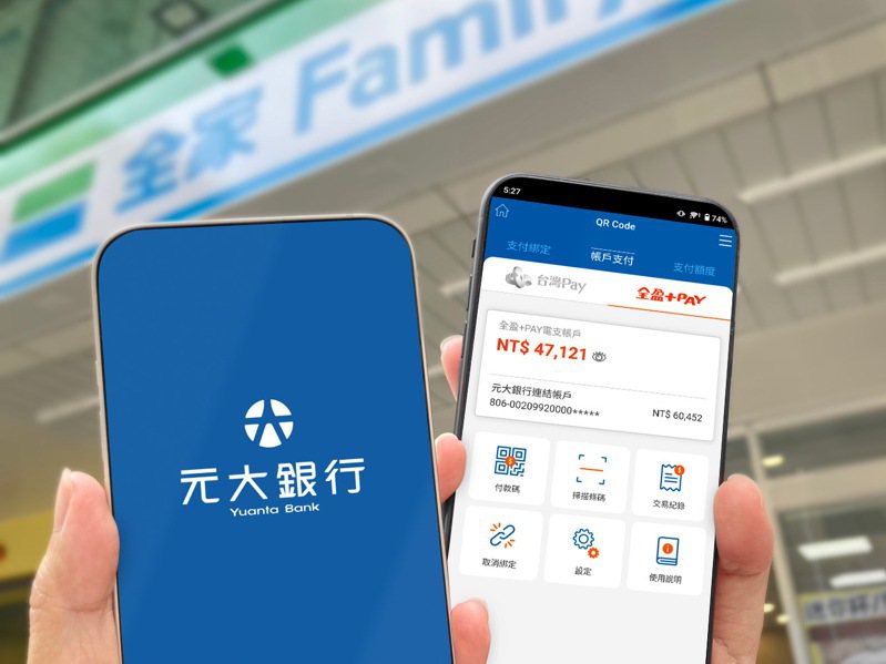 元大行動銀行App再升級 攜手全盈+PAY 變身跨行動支付集中站。圖/元大銀行提供